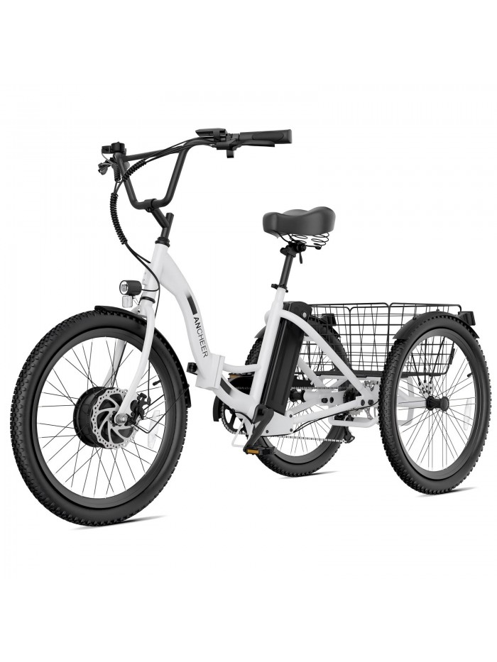 ANCHEER Electric Tricycle for Adults,24" Folding Electric Trike,3 Wheels Electric Bicycle Bikes,350W Step-Thru Etrike with 48V/499Wh Removable Battery,15.5MPH & 55Miles Electric Bike UL2849