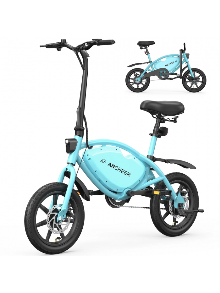 ANCHEER 14" Foldable Electric Bike for Adults, Peak 500W Electric Bicycles, 48V 374Wh City Commuter Cruiser Ebikes, 20MPH Compact Electric Mini Bike for Teens, LED Display, UL 2849