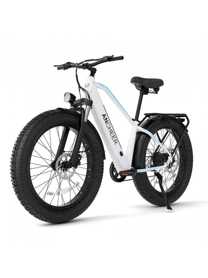  ANCHEER Electric Bike for Adults Peak 1000W Electric Bicycle 48V 15AH Battery Electric Bike 26" x 4.0" Fat Tire Mountain 28MPH 7 Speed Gears Electric Bike, Rear