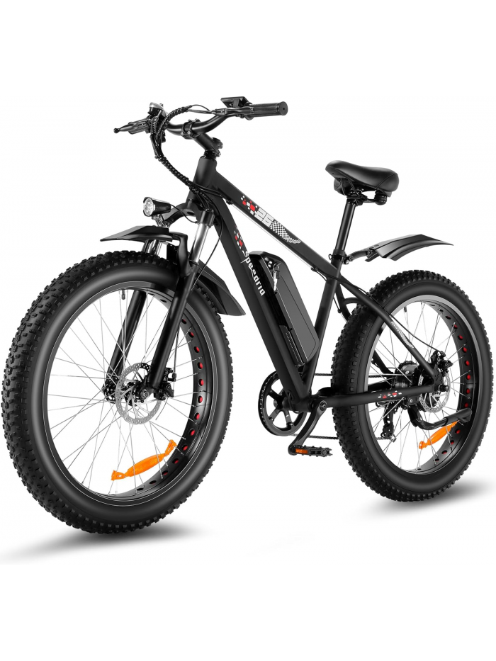 Speedrid 26" x 4" Fat Tire Electric Bike for Adult 3H Fast Charge, 500W Electric Mountain Bike with 48V 10.4Ah Removable Lithium-Ion Battery, Lockable Suspension Fork, Shimano 7 Speed